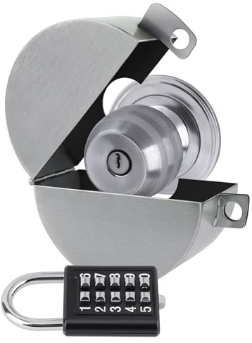 TEMEILI Door Handle Lock,Door Knob Cover,Door Knob Lockout Device,Used to Lock Circular Door Handles to Prevent Keys from Entering and Turning The Handle (Stainless Steel), TE-MEN1