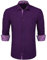 HISDERN Men's Long Sleeve Formal Plain Dress Shirt Casual Non Iron Business Classic Shirt with Pocket Purple M