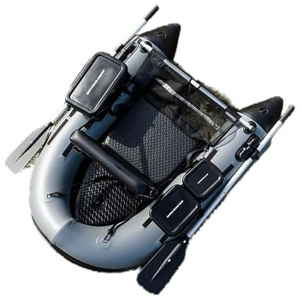 Tube de flotteur de pêche, bateau de pêche gonflable avec pagaie, poches de rangement, plateau pour équipement de pêche, capacité de charge de 350 lb, bateau ventral portable pour la pêche gray