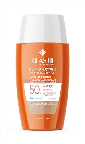 Rilastil Sun System Water Touch Matt Fluido Solare Viso Colorato, Effetto Setoso e Matt, SPF 50+, Pelle Sensibile, Confezione da 50 ml