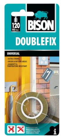 Bison Doublefix Universal-Klebeband, doppelseitig, ultrastark, 1,5 m x 19 mm