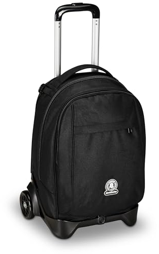Invicta Trolley Scuola New Tech Solid, Nero, 3 in 1, Zaino con Carrello Sganciabile, Multi tasche, Maxi Capienrte, Scuola, Viaggio e Tempo Libero, Ragazzi