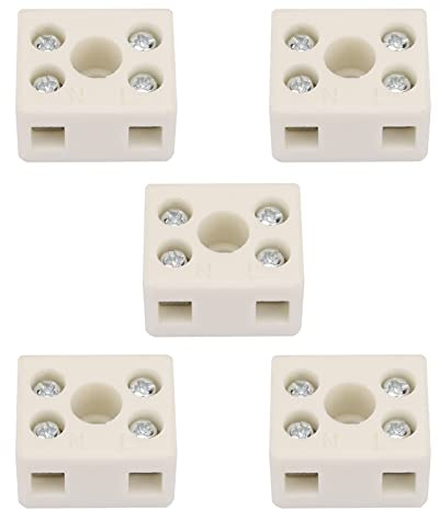 Regleta Ceramica 5 Stück Hochwertiger Drahtverbinder, 2 Positionen, 5 Löcher, Keramik-Verdrahtungsklemmenblock, Keramik-Anschlussblöcke