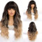 CGVG Schwarz mix Braune Perücke Damen Lange Lockige Zweifarbige Perücke Wavy Wig mit Pony für Fasching Party Karneval Tägliche Tragen