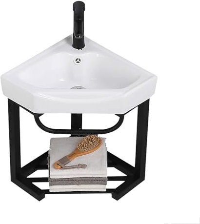 Évier d'angle en céramique Meuble lavabo d'angle avec évier Évier mural d'angle pour salle de bain Meuble flottant mural pour petits espaces Évier mural pour salle de bain Petit évier mural d'angle(18