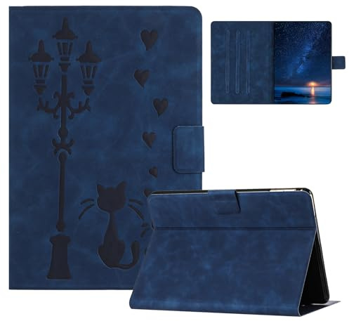 DayQiQiPu Cover per Kindle Paperwhite 5a/6a/7a/10a Generazione Gatti in Rilievo in sotto la Luce della Strada Modello di Flip Custodia Ultrasottile con Auto Sveglia/Sonno,Blu