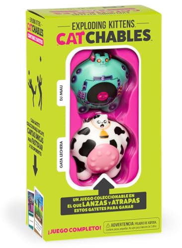 Exploding Kittens | Catchables 2-Pack 4 | Juego de Mesa para Adultos y Familias | Lánzalos Y Átrapalos para Ganar | A Partir de 8 Años | De 2 a 4 Jugadores | 10 Minutos por Partida | Español