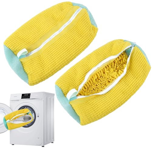 Schuhwaschbeutel Waschmaschine Schuhe Waschbeutel Sneaker, Schuhe Für Waschmaschine Wiederverwendbarer Waschbeutel Mit Reißverschluss Wäschesack Netzschuhe Wäschesack für Sne (YELLOW 2PCS)