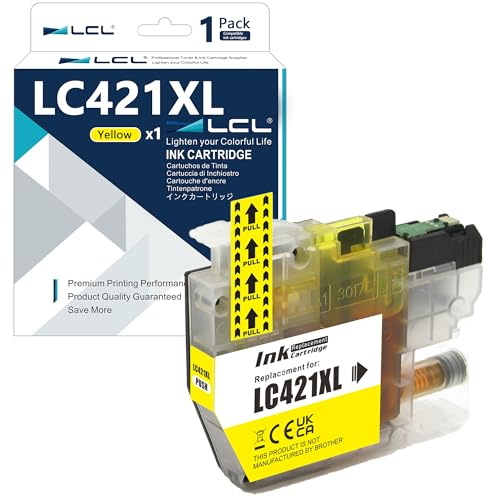LCL LC421 LC421XL Gelb Tintenpatrone mit hoher Kapazität (1er-Pack) | kompatibel für Brother LC-421XL LC421XL LC421XLY LC421Y kompatibel für Brother DCP-J1050DW DCP-J1140DW MFC-J1010DW