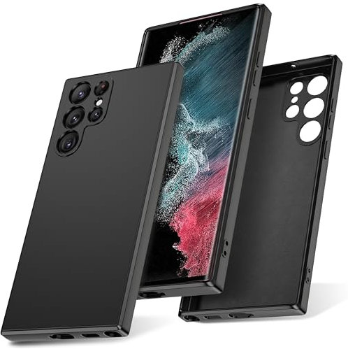 Watana Cover per Samsung Galaxy S22 Ultra Custodia in Silicone, Custodia Antiurto Case Sottile in Silicone TPU con Strato Interno in Fibra per samsung S22 Ultra, Nero