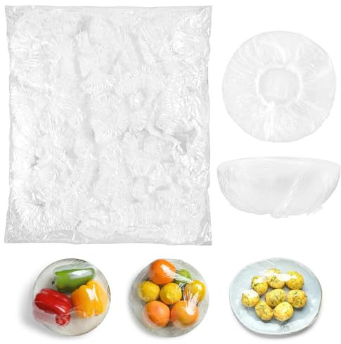 Qaestuan 500 Stück Frischhaltebeutel, Frischhaltefolie mit Gummizug, Wiederverwendbare Frischhaltebeutel Kunststoff, Elastische Abdeckhauben für Lebensmittel, für die Aufbewahrung von Lebensmitteln