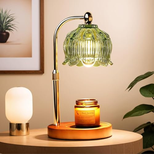 Paryou Candle Warmer Lamp with Timer Electric Adjustable Height Candle Warmer Dimmable Wax Warmer Lamp Jar Candles with 2 Bulbs for Home Decor & Office