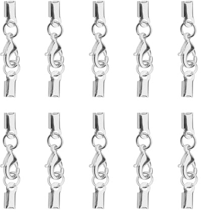 10 Stück Edelstahl Kettenverschlüsse für Armbänder und Halsketten, Schmuckverschluss mit Karabinerverschluss, Silber, Ideal für DIY Schmuckherstellung und Reparaturen