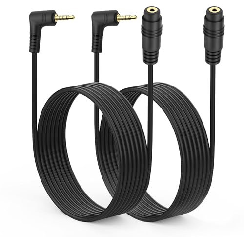 MEIRIYFA Cavo di prolunga audio da 2,5 mm, 2 confezioni da 90 gradi, 2,5 TRRS maschio a femmina, adattatore jack per smartphone, cuffie, lettore MP3, registratore, fotocamera (1,8 m, 2,5 mm TRRS)