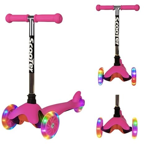 YAR Roller Kinder 3 Jahre bis 6 – Kinderroller mit 3 Rädern & LED Licht – City Tretroller für Jungen & Mädchen – Höhenverstellbarer Dreirad Scooter für Kinder bis 50 kg