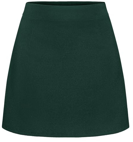 Timormode Mini Skirts for Women High Waisted Corduroy A Line Skirt 2025 Basic Casual Fall Winter Pencil Skirts TMS8012 DarkGreen XL