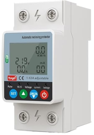 Disjoncteur intelligent basse tension électrique Tuya Wifi compteur 63A monophasé 220v protection contre les fuites disjoncteur