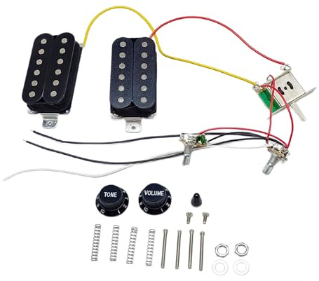 Kit de micros HH pour guitare avec faisceau de câblage pré-câblé pour une installation facile et une tonalité supérieure - Micro à bobine unique - Faisceau de câblage pré-câblé