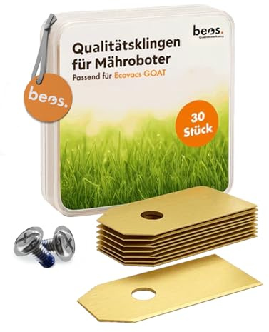 BEOS 30x Ersatzmesser für Ecovacs | Edelstahlklingen mit Titan-Carbid-Beschichtung – Schrauben mit Sicherungslack