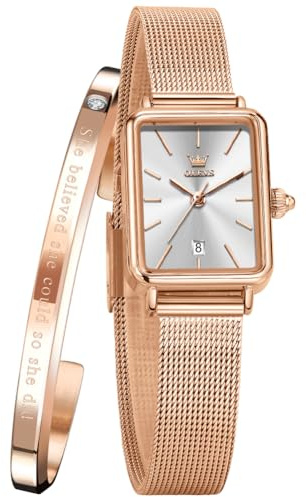 OLEVS Women Wrist Watches Ultra Thin 6.5mm Minimalist Business Dress Waterproof & Date White Leather Strap Slim Watches for Women