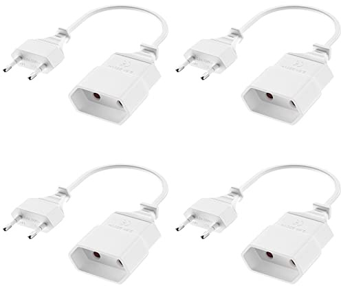 Eurostecker Verlängerungskabel kurz 2,5A 250V, Euro-Verlängerung 0,2 m, Netzkabel 4X Euro-Verlängerung 2x0.75 mm²
