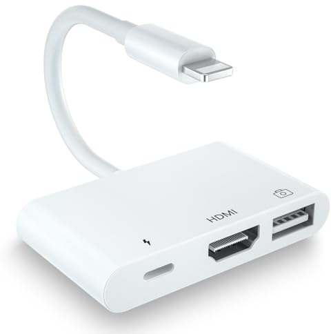 Uniytriox Adattatore HDMI Cavo Digitale AV 1080P USB Adattatore Femmina OTG e Porta di Ricarica Supporto USB Flash Drive, Tastiera MIDI, Mouse, per iPhone 11 12 13 14 Xs XR X 8 7 6 5/Pad
