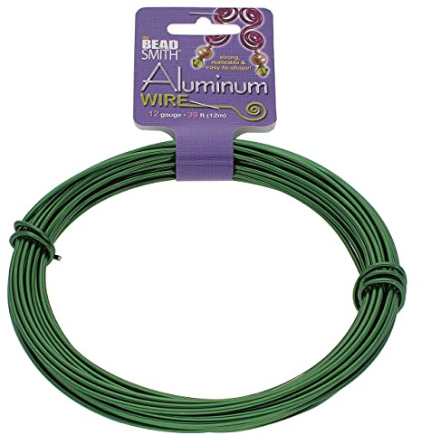 The Beadsmith 12-Gauge Anodized Aluminum Wire for Jewelry Making, Metal Wire for Wrapping (Green)