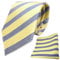 TigerTie Designer Krawatte Designer Einstecktuch in gelb blassgelb blau schwarz silber gestreift
