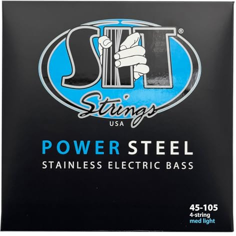 SIT Strings Power Steel Stainless Steel Bass Guitar Strings (S.I.T.), 4-String Bass Medium-Light 45-105, SR45105L