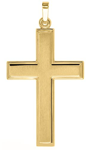 My Gold Herren Anhänger Kreuz Gold 585 (Ohne Kette) Echtes Gelbgold (14 Karat) 40mm x 22mm Goldkreuz Bologna V0009481