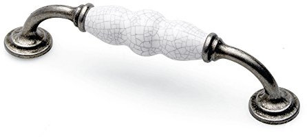 FITTINGSCO Winchester Fixed D Handle 128mm Centres Pewter/White Crackle
