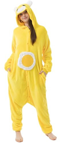 Katara 1744 - Glücksbärchi Onesie Kleeblatt-Kostüm, Sonnenschein-Bärchi, Party, Karnevals-Kostüm, Verkleidung zum Fasching, Schlafanzug, Hausanzug, Jogginganzug, Cosplay, Tierkostüm Gelb