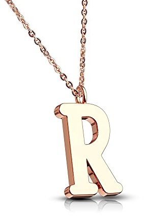 Bungsa BUCHSTABE R Kette Rosegold - BUCHSTABEN-ANHÄNGER R Halskette in Rosegold - Alphabet Kette rosé - aus Edelstahl - Schmuck für Damen, Kinder & Herren
