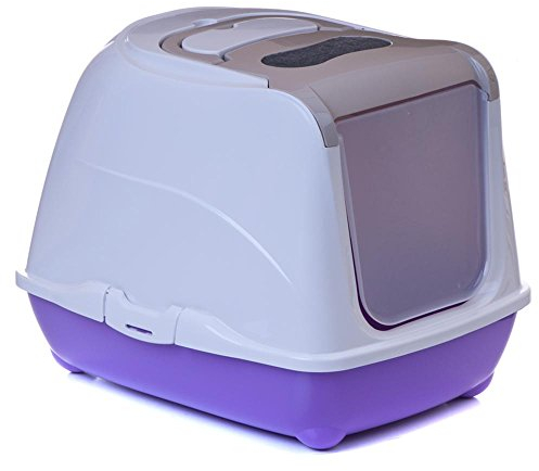 Katzentoilette Flip Cat XL graubeige - Unterschale lila