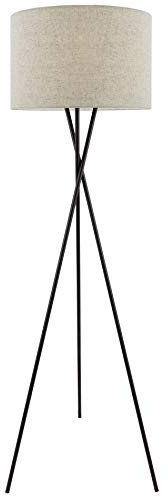Kira Home Sadie 60 Modern Tripod LED Floor Lamp + 9W Bulb (Energy Efficient/Eco-Friendly), Honey Beige Drum Shade, Oil Rubbed Bronze Finish
