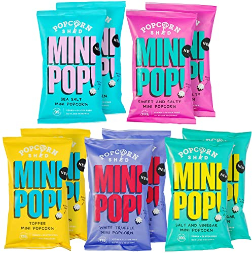 Mini Pop! Mini Popcorn Mix 10er Pack - Veganer, Glutenfreier, Milchfreier, Allergenfreier, Kalorienarmer, Gesunder Snack