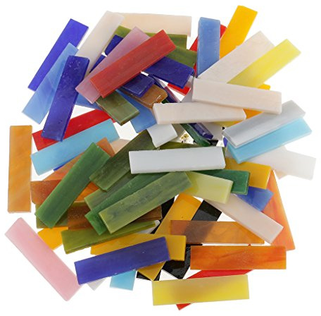 dailymall Glasmosaik Bruchmosaik Glas Farbenmix Bruchstücke Mosaik Steine Fliesenbruch Bastelmosaik - 70 Stück, 10x40mm
