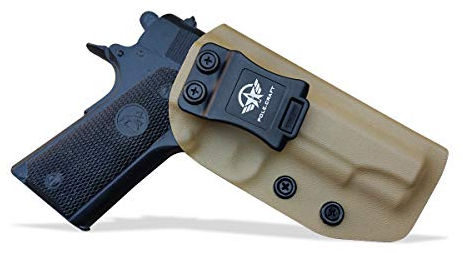IWB Kydex Pistolenholster Waffenholster Für: Colt 1911 Commander .45 9mm 4.25 4.5 Inch Pistole Pistolenhalfter Waistband Inside Carry Waffentasche Pistol Case Pouch Bund Innen tragen (Tan, Right Hand)