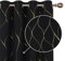 Deconovo Blickdichte Gardinen Verdunkelungsvorhänge mit Ösen Linie Muster Wohnzimmer Dicke Thermovorhang Kälteschutz Thermogardine Hitzeschutz, 138x168 cm(HöhexBreite), Schwarz, 2er Set