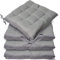 Casabella Pack of 4 Seat Pad for Dining Chair Garden Kitchen Chair Cushion With Tie On_9 Stitch_Silver Indoor/Outdoor Comfortable chair pads for Kitchen seat pads 9 stitch cushions