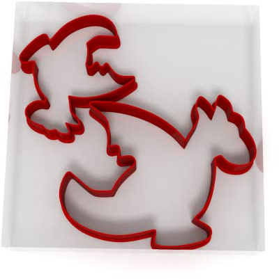 Custom Cutters Ausstechformen in Drachenform, Set mit 2 Kunststoff-Ausstechformen zum Backen, Fondant, Ton, Gebäck, Zuckerguss, Schmuck (5 cm + 8 cm)