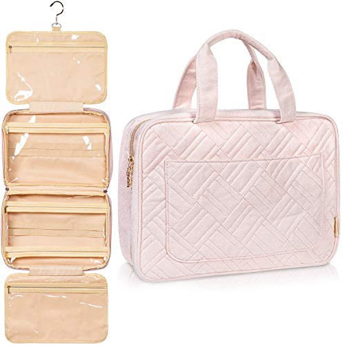 BOACAY Trousse de Toilette Grande Capacité Femme, Fille, Enfant, Sac de Voyage Cosmétique à Suspendre, Vanity Souple pour la Douche ou Maquillage