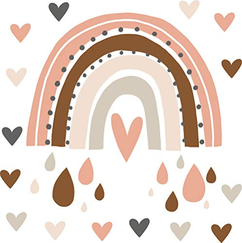 Pandawal Wandtattoo Regenbogen deko Kinderzimmer Mädchen Junge Wandaufkleber für Kinder I Babyzimmer Wandsticker (M, Braun)