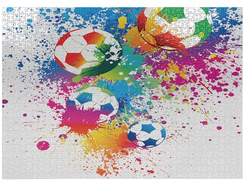 ABAKUHAUS Fußball Puzzle, Bunter Spritzer Ball, Heirloom-Qualität lustige Aktivität für die Familie langlebiger Karton, 1000 Stücke, Mehrfarbig