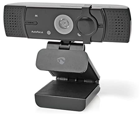 NEDIS Wired USB Webcam, 4K@30fps / Full HD@60fps, Auto Focus, Dual Mic, 120° Wide-Angle, Plug & Play, Ideal for Streaming, Gaming & Work From Home Setup – Black