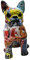 F Fityle Figurines De Graffiti, Animal Ornement, Statue De Chien pour Décoration, Multicolore Graffiti Art Statue Résine Sculpture Animal pour Table De Chevet, Cheminée, Pelouse, Jardin, Belvédère