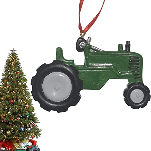 Richolyn Traktor hängende Weihnachtsschmuck,Harz-Traktor-hängende Ornamente, Weihnachtsbaum-Dekoration - Weihnachtsmann-Traktor-Weihnachtsfeiertags-hängende Verzierungen