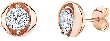 Zeeme Basic Damen Ohrringe 925/- Sterling Silber 1,0cm Glänzend Zirkonia rot 360221866-2