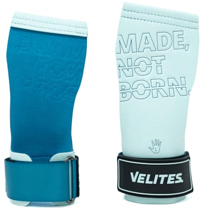 Velites I Quad Pro Manique de Musculation I Professionnel Cross Training ou Gymnastique I Convient à Toute Surface I S'utilise avec du magnésium I Comprend des Bandes Libres (Bleu Clair, M)