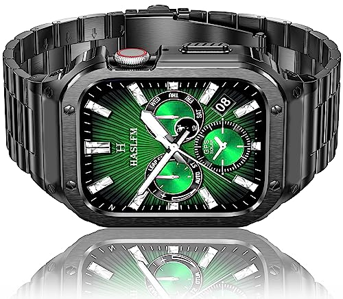 Amznew Cinturino per Apple Watch in acciaio inossidabile con custodia compatibile con iWatch 8/7 (41 mm) 6/5/4/SE (40 mm), cinturino in metallo e custodia protettiva paraurti per uomo, Grigio spaziale